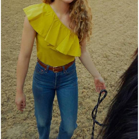 NEW NATION LTD noella top in chartreuse - Picture 6 of 7